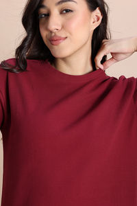 Zivame 2 Mile Fashion Knit Cotton Loungewear Dress - Deep Claret — thumbnail 7